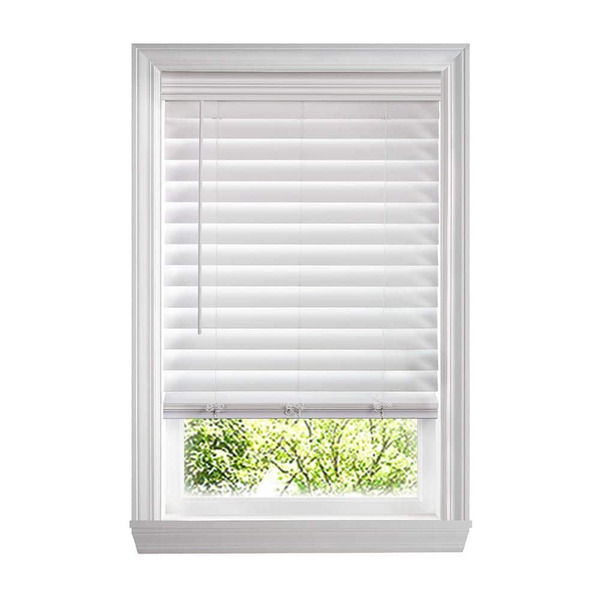 Home Decorators Collection White Cordless Premium Faux Wood Blinds With 2.5 In. Slats - 36 In. W X 64 In. L (actual Size 35.5 In. W X 64 In. L)
