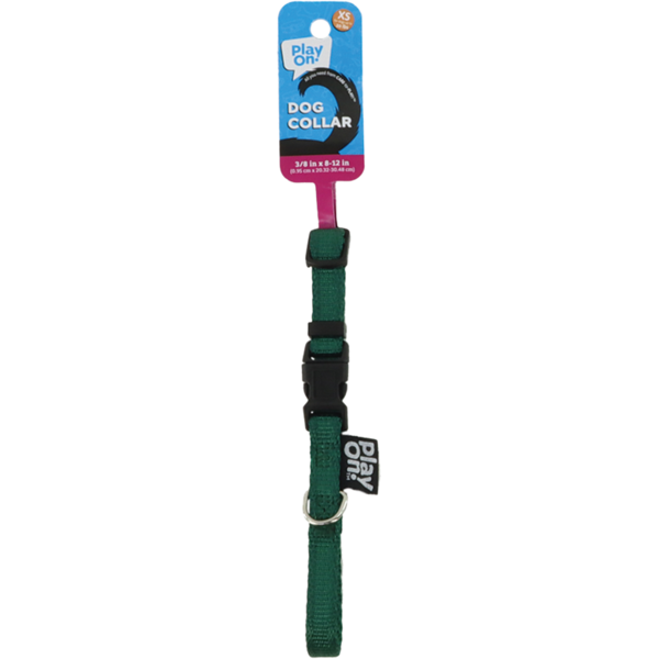 Play On Basic Djustable Dog Collar, XS - Green