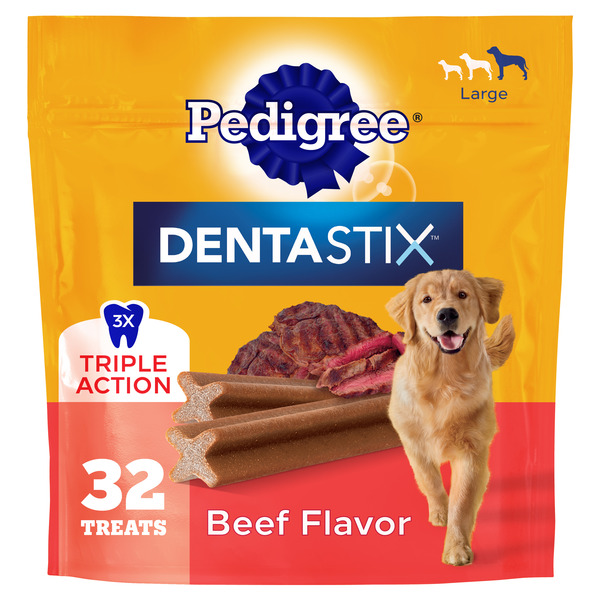 Pedigree Dentastix Large Breed Dog Dental Care Treats Beef Flavor, 1.67 lb. Bag