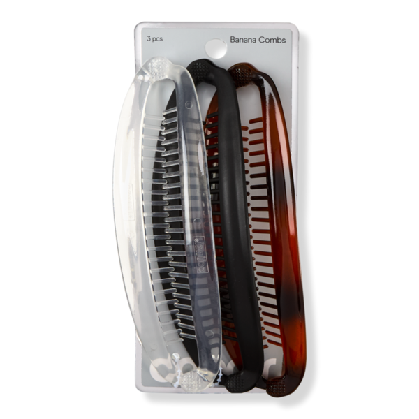 Conair Accessories Flat Banana Combs - Clear, Black, and Tort
