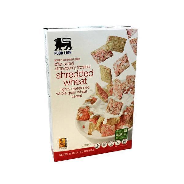 Food Lion Lightly Sweetened Whole Grain Wheat Cereal, Bitesized Strawberry Frosted (18 oz