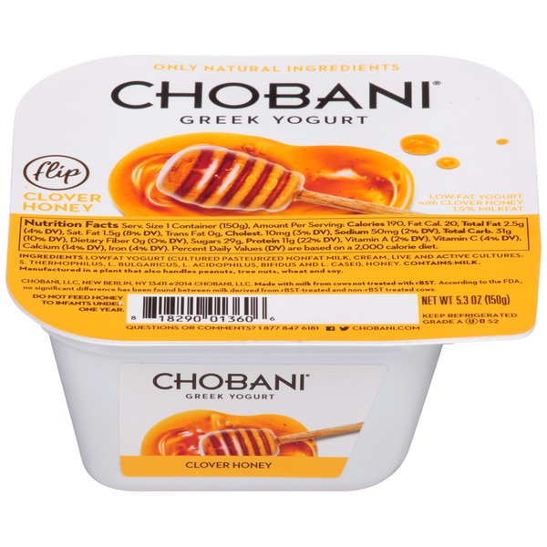 Chobani Flip Clover Honey LowFat Greek Yogurt (5.3 oz) Instacart