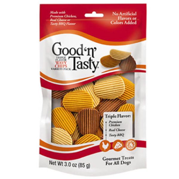 Good 'n' Tasty Triple Flavor Wavy Chips Gourmet Treats For All Dogs