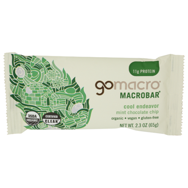 Gomacro Organic Cool Endeavor Mint Chocolate Chip Protein Bar