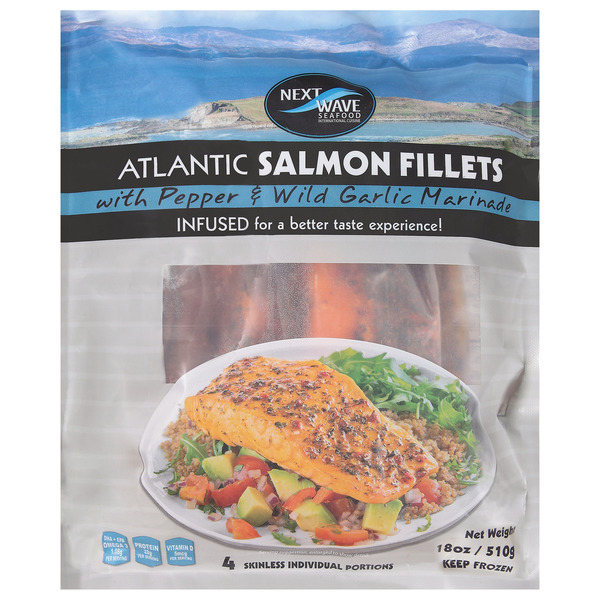 Next Wave Seafood Atlantic Salmon Fillets with Pepper & Wild Garlic Marinade