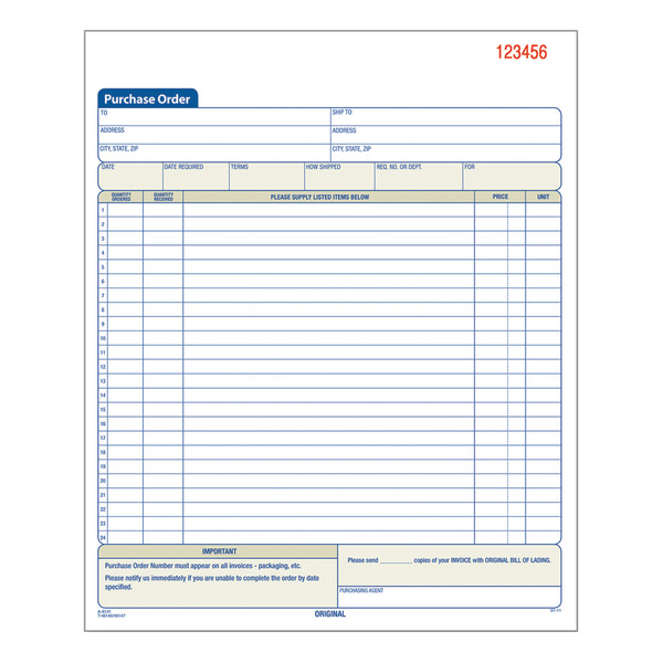 Adams 8 3/8" x 10 11/16" 2-Part Book Purchase Order Forms