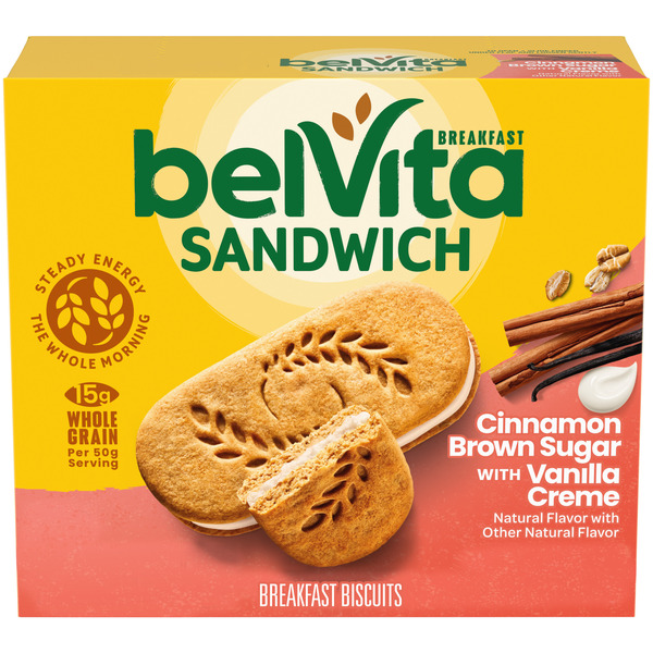 BELVITA Breakfast Bar Biscuit Sandwiches, Cinnamon Brown Sugar With Vanilla Creme 8.8 oz