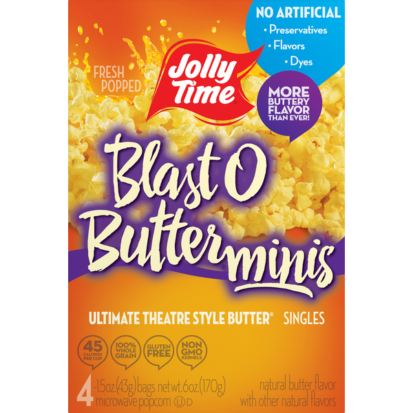 Jolly Time Microwave Popcorn, Blast O Butter, Minis, Singles (4 each