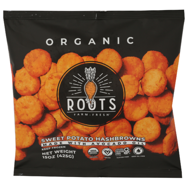 Roots Farm Fresh Organic Sweet Potato Hashbrowns Made With Avocado Oil