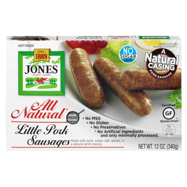 Jones Dairy Farm- Golden Brown Mild Pork Sausage Links, 0.8 oz each - Collagen Casing
