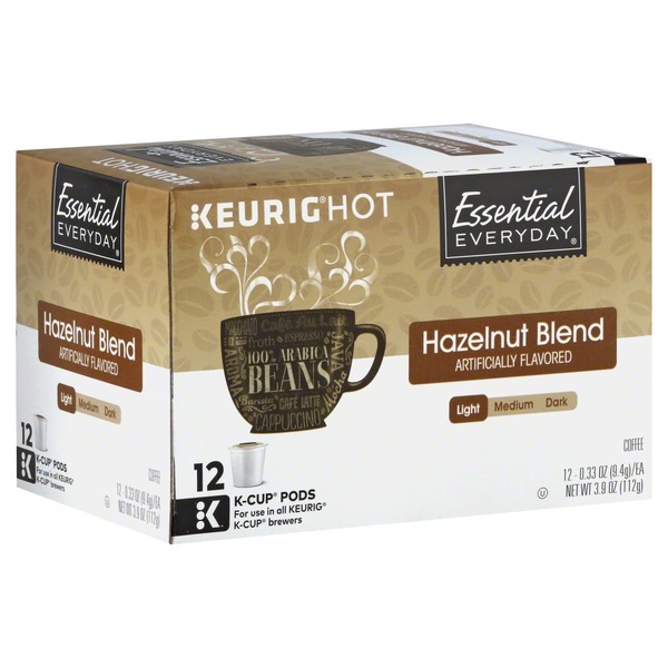 Essential Everyday Coffee, 100 Arabica, Light, Hazelnut Blend, KCup