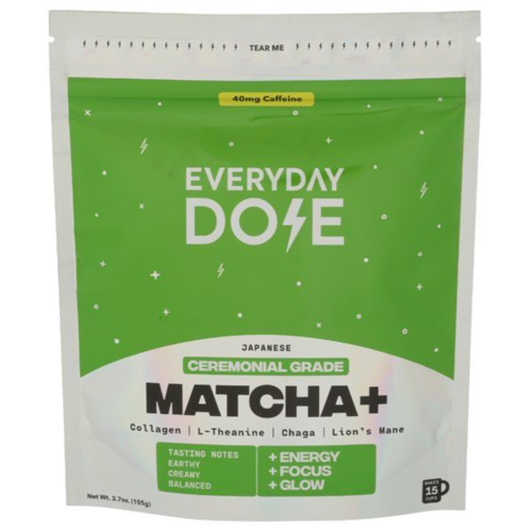Everyday Dose Mushroom Matcha – 210g (7.4 Oz), 30 Servings, Organic, GMO-Free, Nootropic Blend