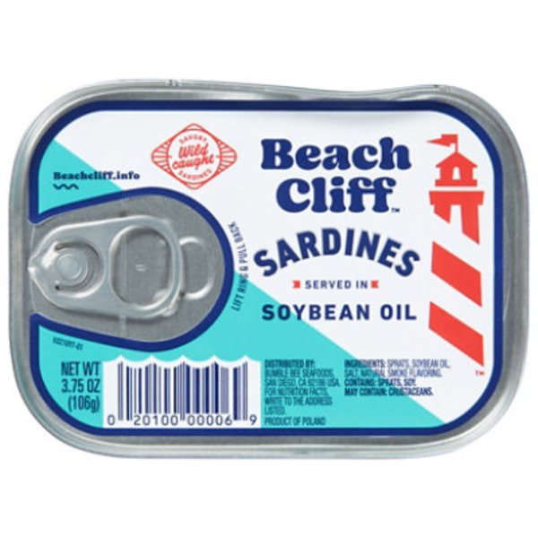 Beach Cliff Sardines in Soybean Oil