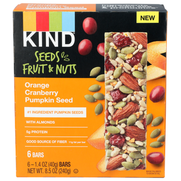 Kind Orange Cranberry Pupmkin Seed Bar 6 Pack Case
