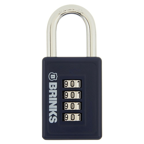 Brinks Locker Gym and Sports Combination Padlock, 1-1/2-in Wide x 1-1/8-in Shackle