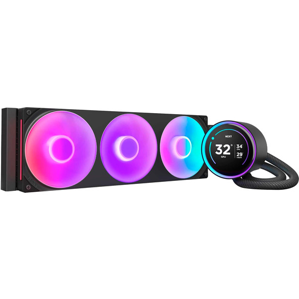 NZXT Kraken Elite RGB 2024 Radiator 1x Single-Frame RGB Core Fan Liquid Cooler With 2.72" 60FPS Display - Black