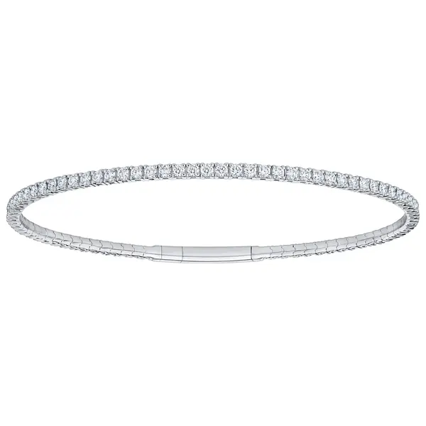 Round Brilliant 2.00 ctw VS2 Clarity, G Color Diamond 14kt Gold Bangle Bracelet; White Gold