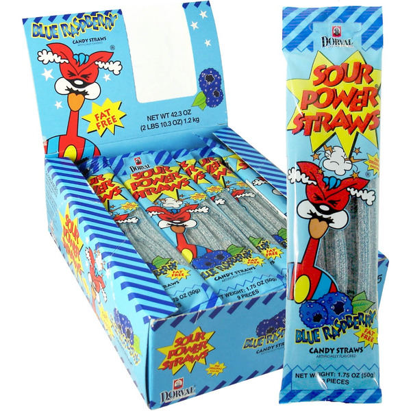 Sour Power - Blue Raspberry Straws - 12/24ct