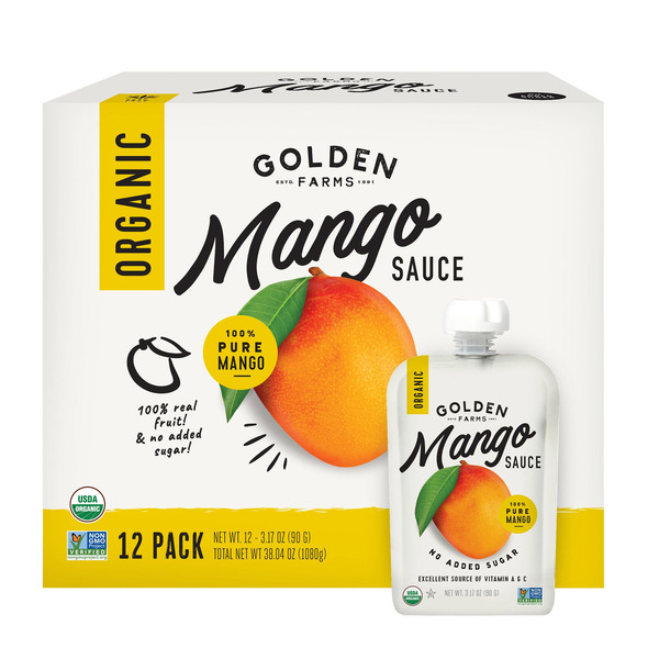 Golden Farms Organic Mango Sauce, 3.17 oz, 12-count