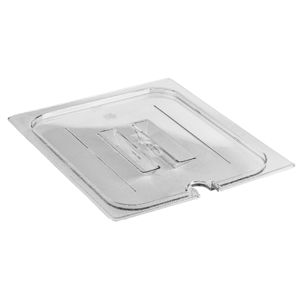 Camwear Food Pan Lid, Half Size, Notched with Clear Handle