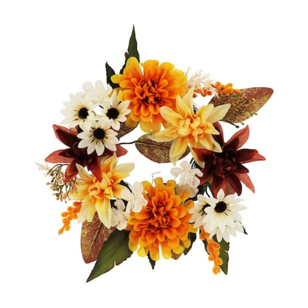 Ashland Orange Dahlia & Yellow Mum Mix Mini Wreath