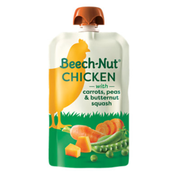 Beech-Nut Chicken Stage 2 Baby Food, Chicken Carrots Peas & Butternut Squash, Puree Meat Baby Food Pouch, 3.5 oz Pouch