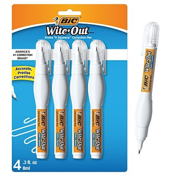 BIC 50745 White Wite - Out Shake'N Squeeze Correction Pens Pack
