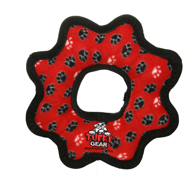 Tuffy Red Paw Print Ultimate Gear Ring Tug Dog Toy