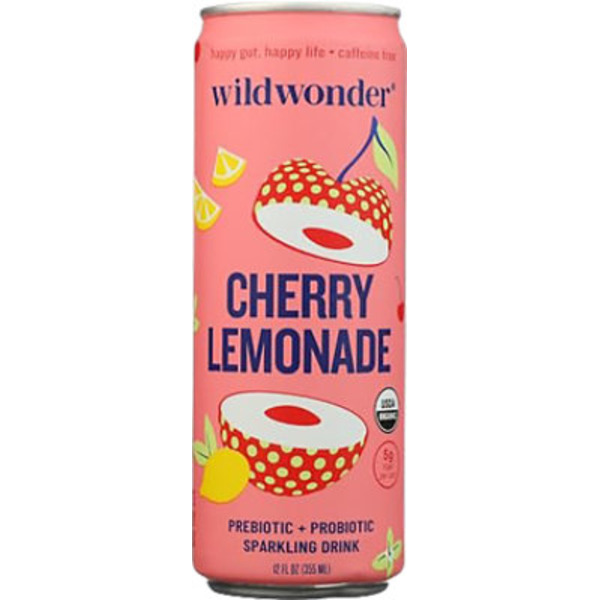 Wildwonder Sparkling Drink, Cherry Lemonade, Prebiotic + Probiotic