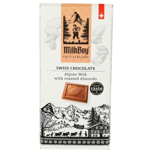 Milkboy Chocolate Alpine Milk With Roasted Almonds Swiss Chocolate Bar