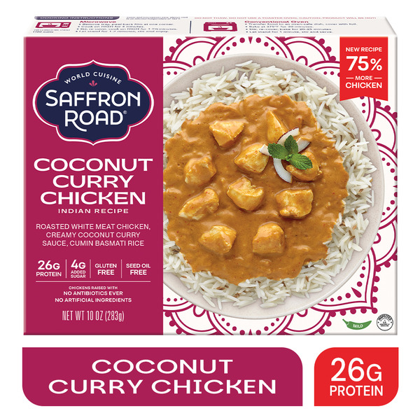 Saffron Road Coconut Curry Chicken High Protein No Seed Oil Frozen Indian  Meal