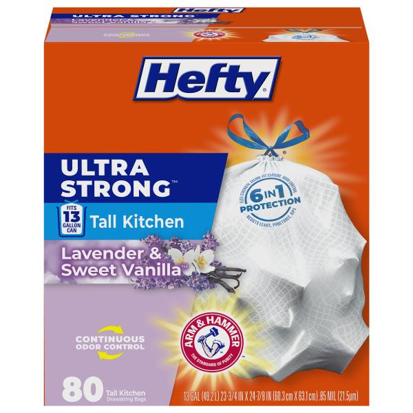 Hefty Ultra Strong Lavender & Sweet Vanilla Tall Kitchen Drawstring ...