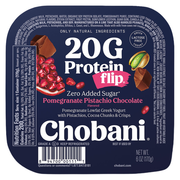 Chobani Pomegranate Pistachio Chocolate 20G Greek Yogurt Flip Cup
