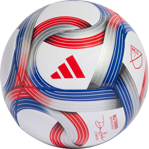 adidas MLS 2026 Training Soccer Ball, Size 4 - White/Royal Blue/Red/Silver