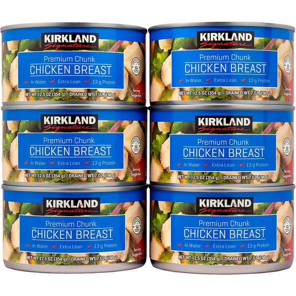 ●CHUNK Kirkland Signature Canned Chicken Breast, 6 x 12.5 oz Same-Day