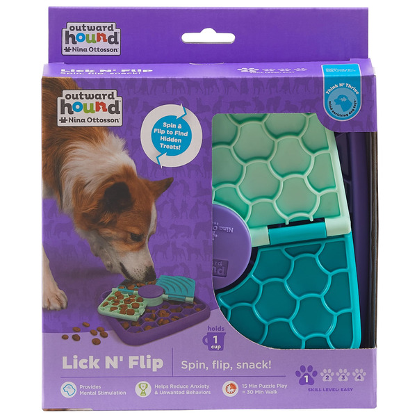 Outward Hound Flip n Feed Puzzle Dog Toy - Purple