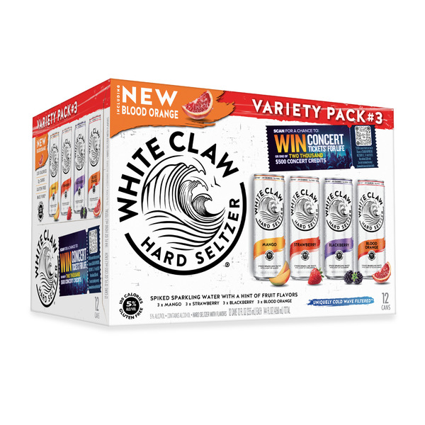 White Claw Hard Seltzer Variety Pack #3, 12 Pack, 12 fl oz Cans, 5