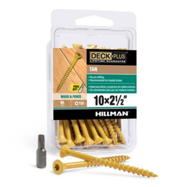Hillman #10 x 2-1/2 in. Deck Plus Deck Screws, Tan, 40-Pack