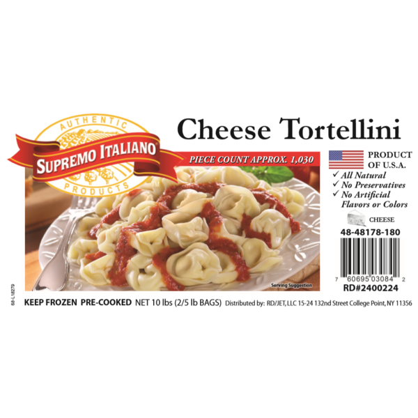 Frozen Supremo Italiano - Cheese Tortellini- 10 lb