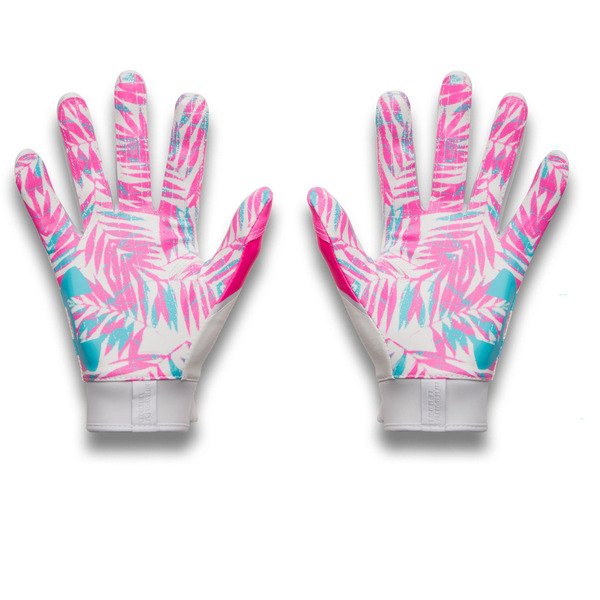 Under Armour Youth Blur LE Receiver Gloves, S - White/Pink/Blue
