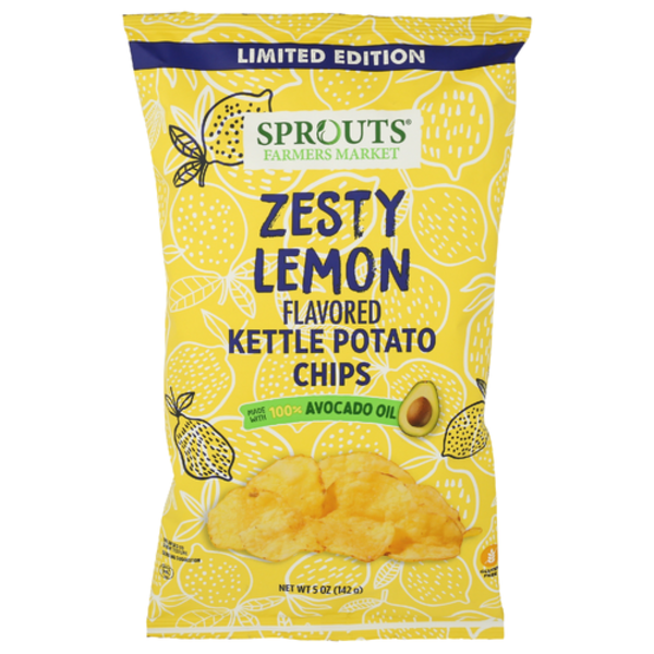 Sprouts Zesty Lemon Flavored Avocado Oil Kettle Potato Chips