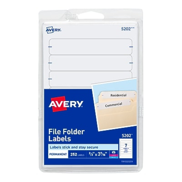 Avery 13923/5202 White Laser & Inkjet Permanent Print-or-Write File Folder Labels