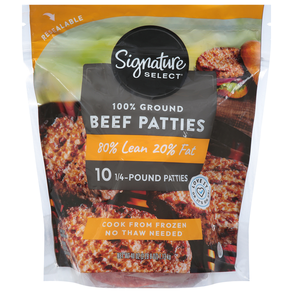 Signature SELECT Beef Patties, 100% Ground, 80%/20%