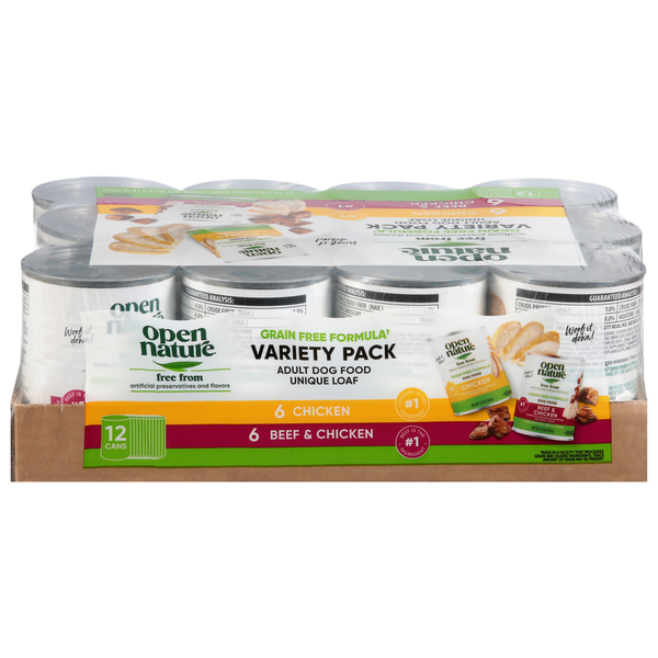 Open Nature Grain Free Formula Adult Chicken/Beef & Chicken Dog Food Variety Pack