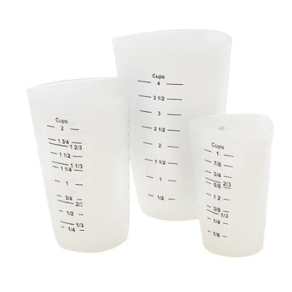 TableCraft - #HSMC3 Flexible Measuring Cup Set 1.75 qt Clear Silicone Includes 1C, 2 C & 4C, 3 CT