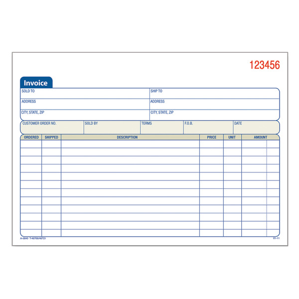 Adams 196162 8" x 6", 2-Part Carbonless Invoice Book