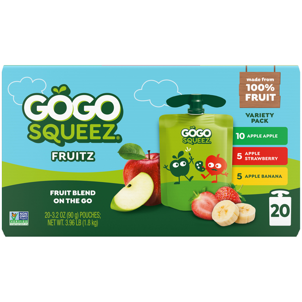 GoGo Squeez Applesauce, Variety Apple Banana Strawberry Same-Day