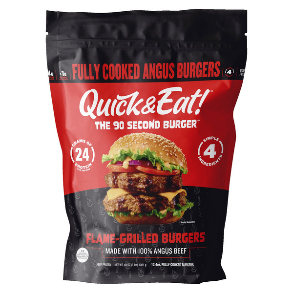 Quick & Easy Flame-Grilled Burgers, 4 oz, 12-count