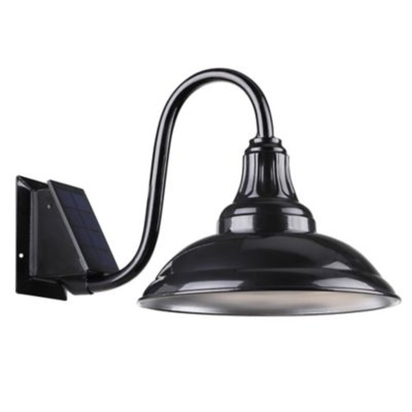 Red Shed 15 in. Solar Lamp, Black