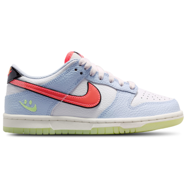 Nike Boys' Dunk Low Grade School Basketball Shoes, Size 4.0 - White/Hydrogen Blue/Flash Crimson